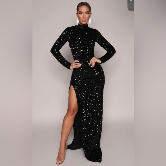 Moda Glam Irina Long Sleeved Sequin Gown - Picture 2 of 2